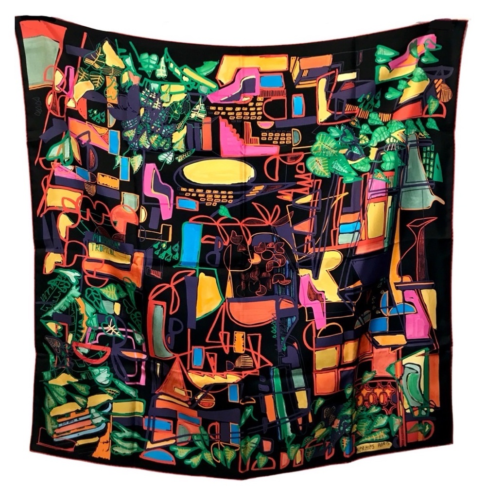 HERMÈS Modernisme Tropical Scarf 90 Silk Carre with Box - Picture 9 of 16